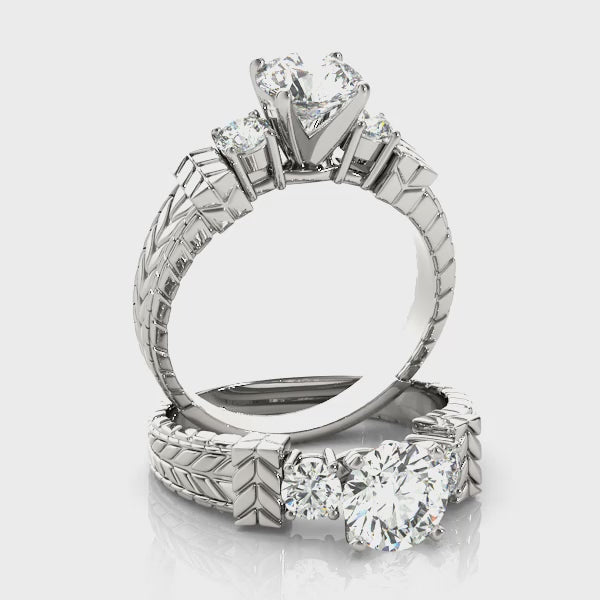 Round Three Stone Engagement Ring (81859) — ring spin