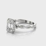 Braided Shank With Emerald Cut Halo Head Engagement Ring (51088-E) — ring spin