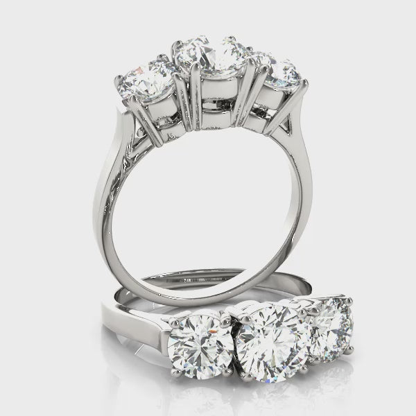 Round Three Stone Engagement Ring (81073) — ring spin