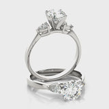 3 Stone Pear Engagement Ring (84360) — ring spin