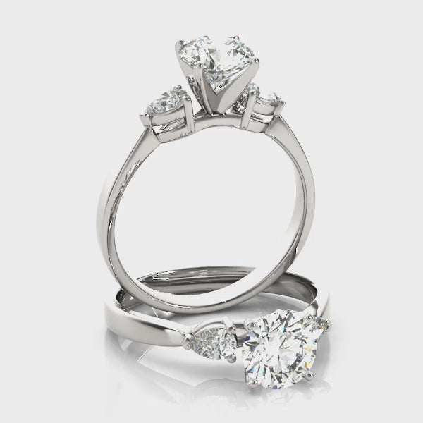 3 Stone Pear Engagement Ring (84360) — ring spin