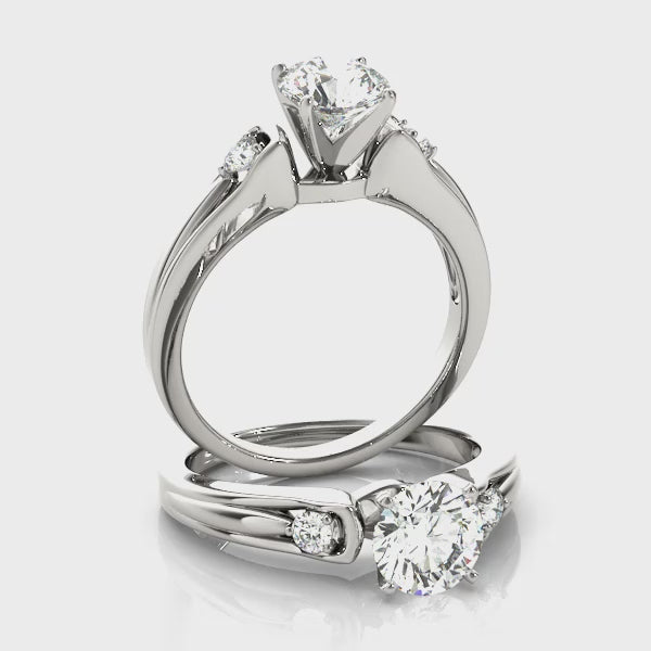 Round Three Stone Engagement Ring (50447-E) — ring spin
