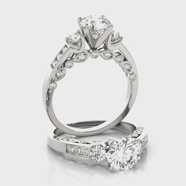 Round Three Stone Engagement Ring (50619-E) — ring spin