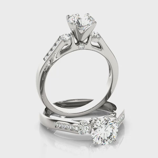 Round Three Stone Engagement Ring (50316-E) — ring spin