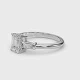 3 Stone Ring Emerald Center Taper Baquette Sides Engagement Ring (85336) — ring spin