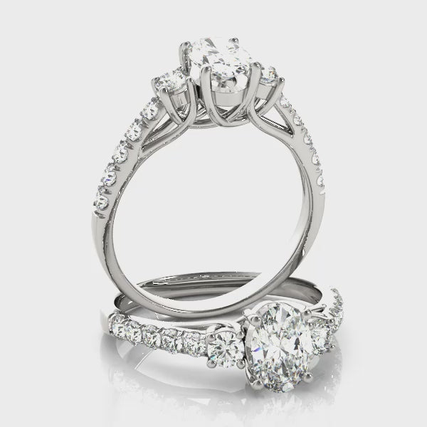 Three-Stone Engagement Ring (Oval Center) — ring spin
