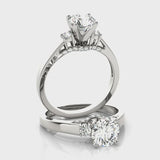 Round Three Stone Engagement Ring (50506-E) — ring spin