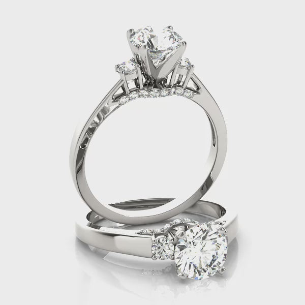 Round Three Stone Engagement Ring (50506-E) — ring spin