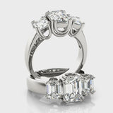3 Stone Emerald Engagement Ring (83610) — ring spin