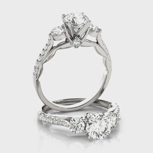 Three-Stone Engagement Ring (Round Center) — ring spin
