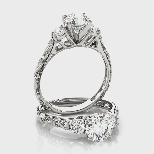 Round Three Stone Engagement Ring (50647-E) — ring spin