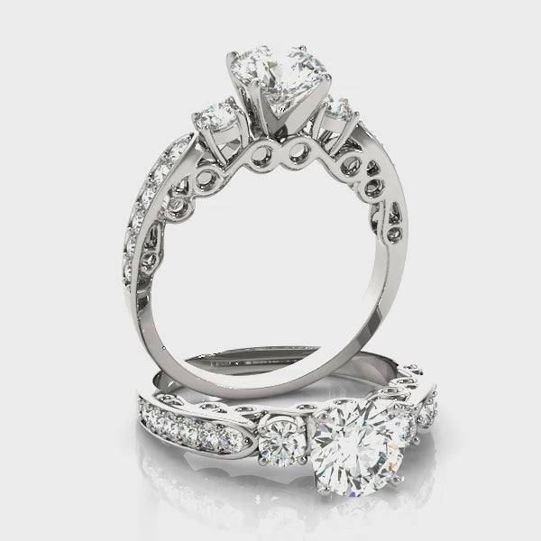 Round Three Stone Engagement Ring (50620-E) — ring spin