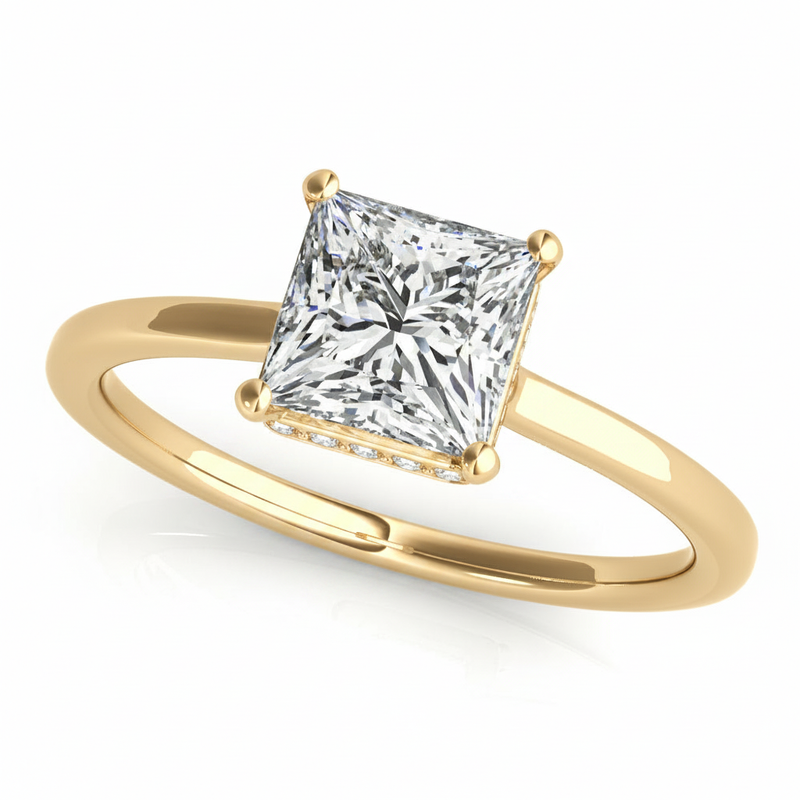Princess Cut Engagement Ring — Yellow Gold