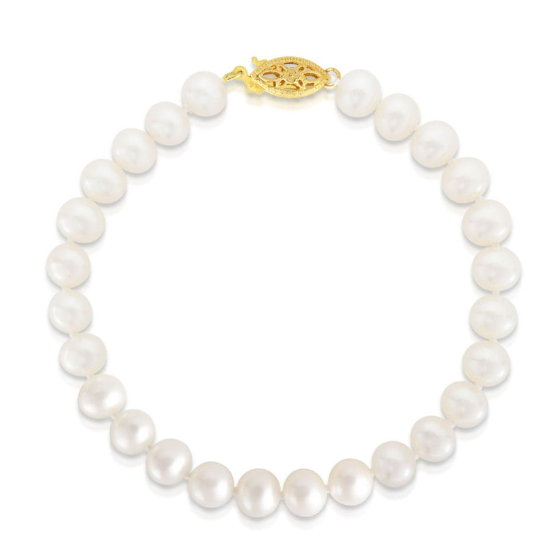 14K Gold 6.0-6.5MM Pearl Strand Bracelet