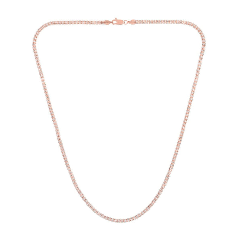 14K Rose 3.3mm Two-Tone Fancy Ice Chain 