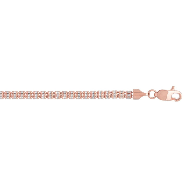 14K Rose 3.3mm Two-Tone Fancy Ice Chain 