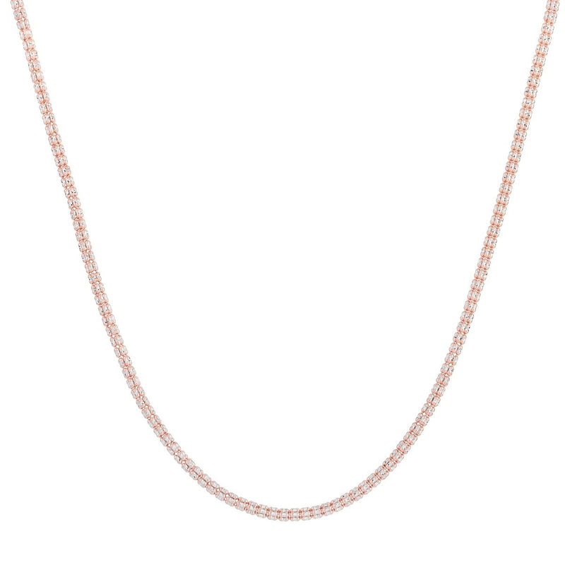 14K Rose 3.3mm Two-Tone Fancy Ice Chain 