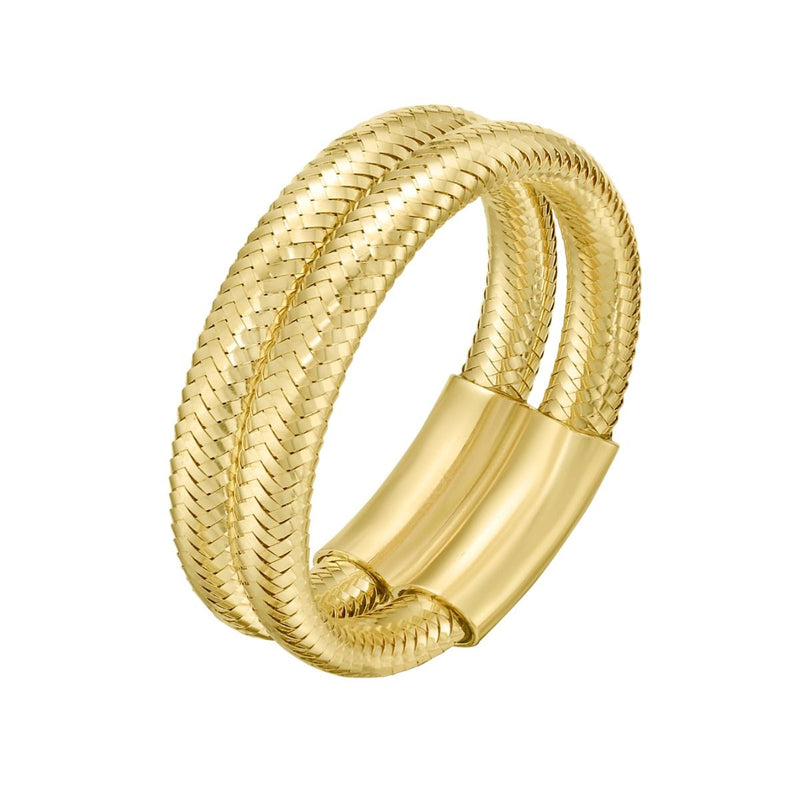 14K Double Row Stretch Mesh Ring 