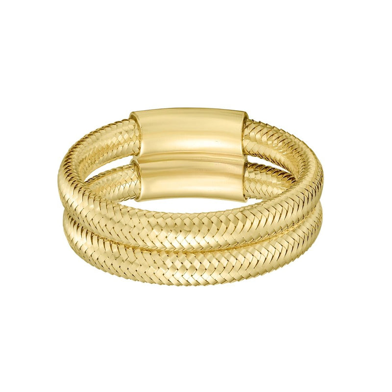 14K Double Row Stretch Mesh Ring 