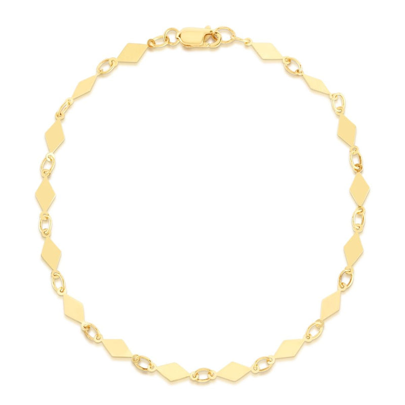 14K Gold Diamond Shape Mirror Chain