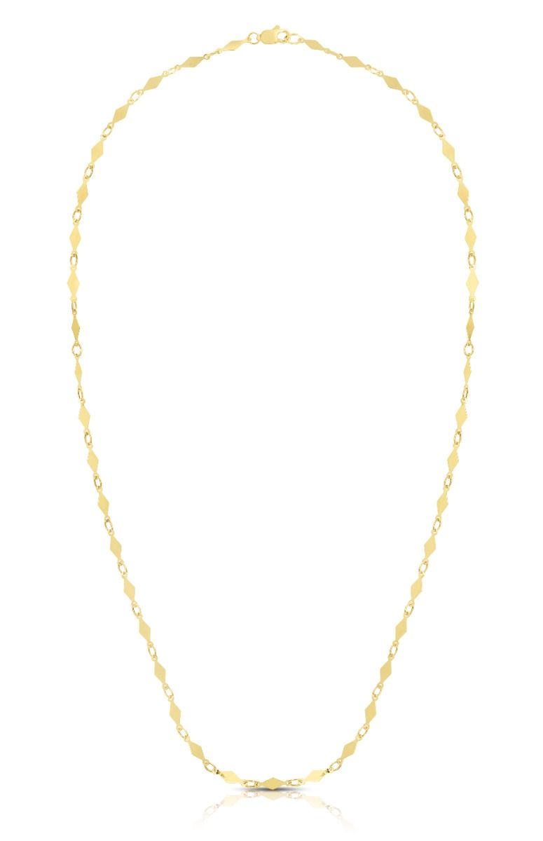 14K Gold Diamond Shape Mirror Chain