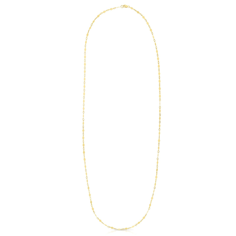 14K Gold Diamond Shape Mirror Chain