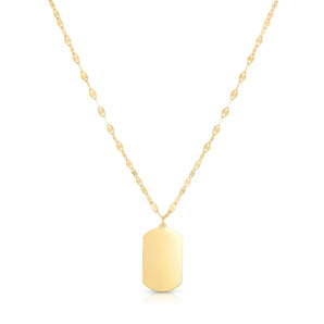 14K Gold Tag with Mirror Chain
