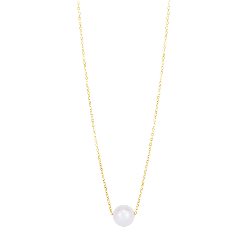 14K Pearl Necklace Solitaire