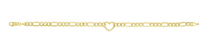 10K Heart Figaro Chain Necklace