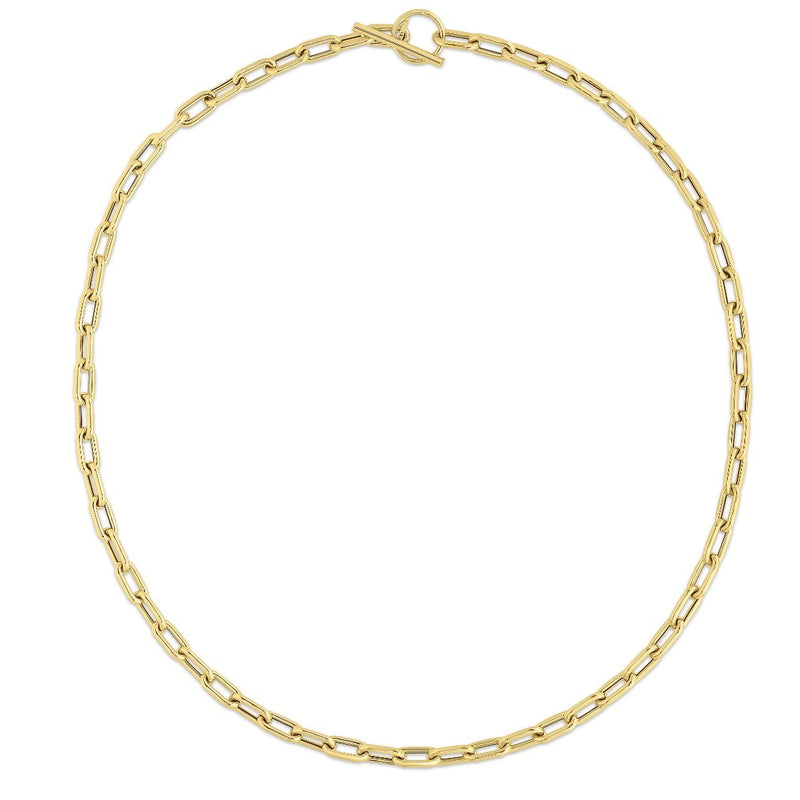 14K Gold Paperclip Toggle Link Chain