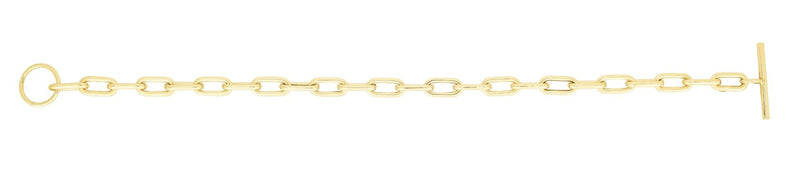 14K Gold Paperclip Toggle Link Chain