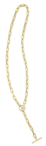 14K Gold Paperclip Toggle Link Chain