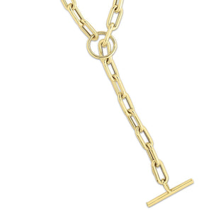 14K Gold Paperclip Toggle Link Chain