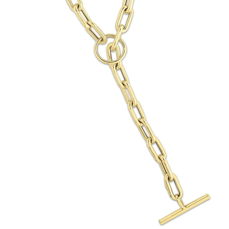 14K Gold Paperclip Toggle Link Chain
