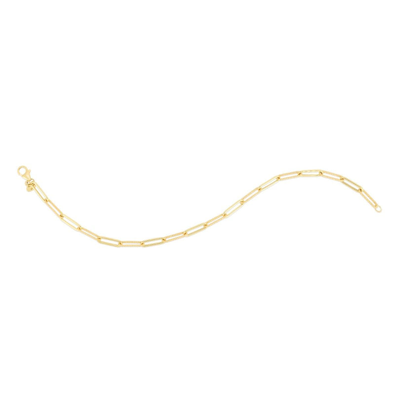 14K Alternating Bead Link Paperclip Chain