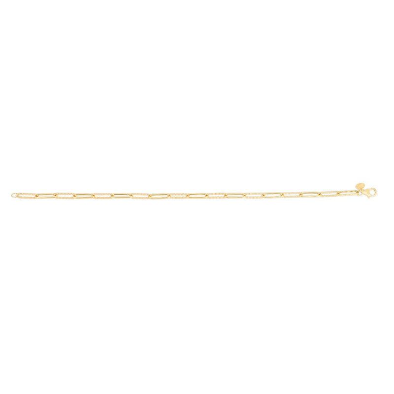 14K Alternating Bead Link Paperclip Chain