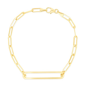 14K Paperclip Curved Open Bar Chain