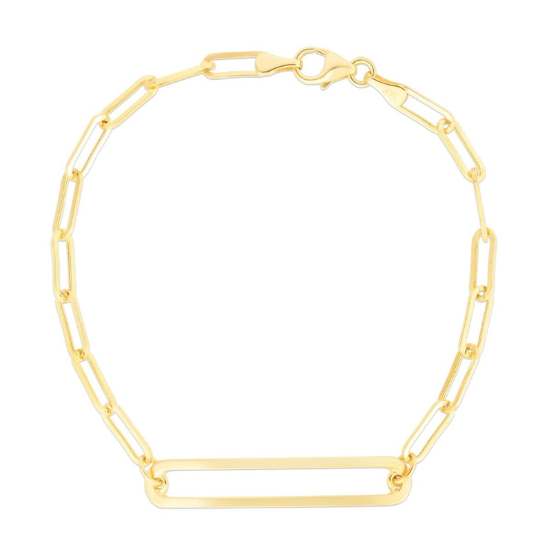 14K Paperclip Curved Open Bar Chain