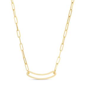 14K Paperclip Curved Open Bar Chain