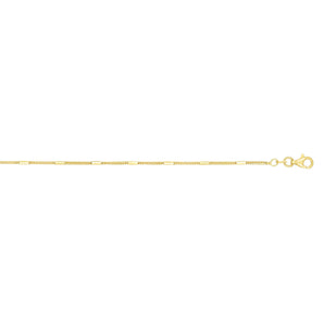 14K Gold 1.3mm Polished Bar Station Saturn Chain 