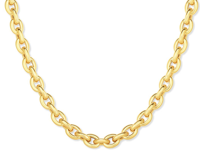 14K Gold Polished Oval Rolo Inspired Link Chain