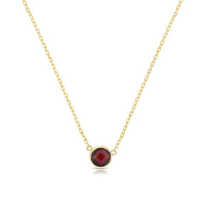 14K Gold & Garnet Solitaire Necklace