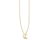 14K Gold .005ct Diamond Moon Necklace