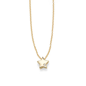 14K Gold .005ct Diamond Star Necklace