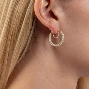 14K Ice Chain Round Hoops