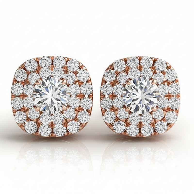 1/3 ctw Round Center Cushion Halo — Rose Gold