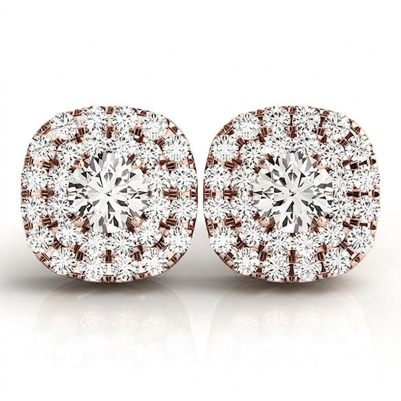 1/3 ctw Round Center Cushion Halo — Rose Gold