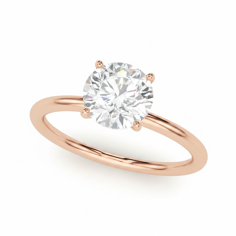 Round Center Engagement Ring — Rose Gold