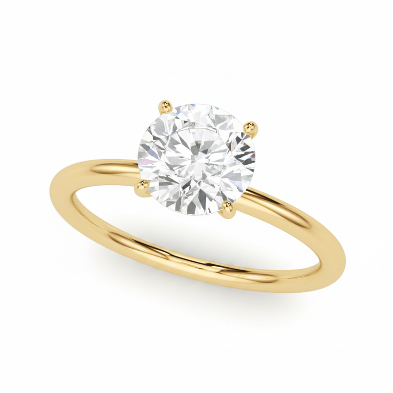 Round Center Engagement Ring — Yellow Gold