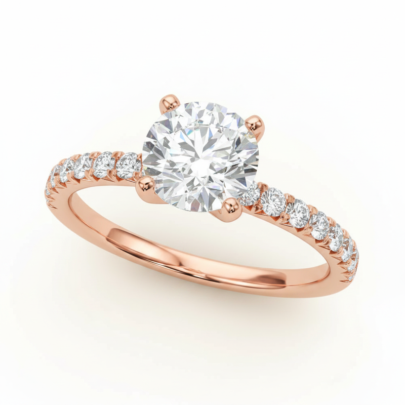Round Center Engagement Ring — Rose Gold